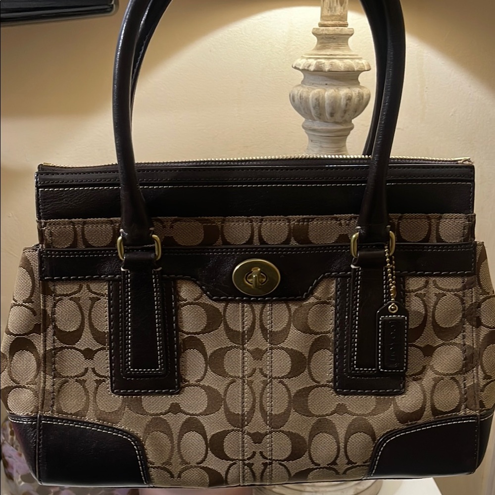 Authentic Coach Signature Print Satchel
